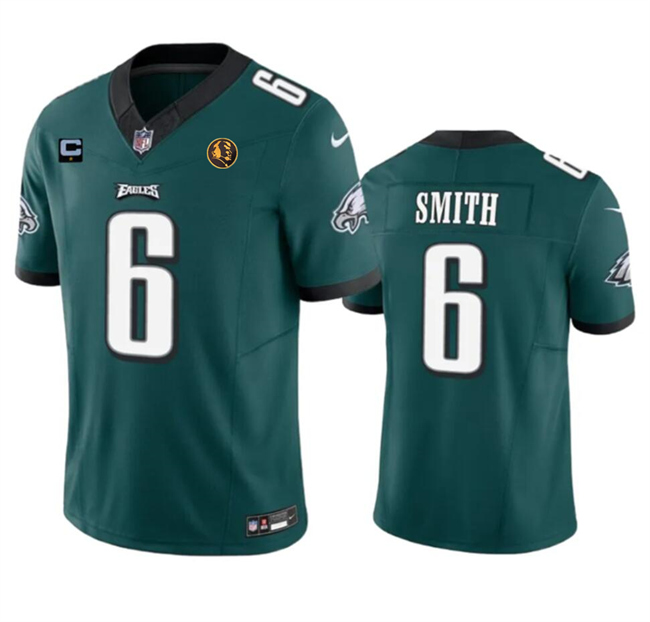 Men's Philadelphia Eagles #6 DeVonta Smith Green 2023 F.U.S.E. With 1-star C Patch And John Madden Patch Vapor Limited Football Stitched Jersey